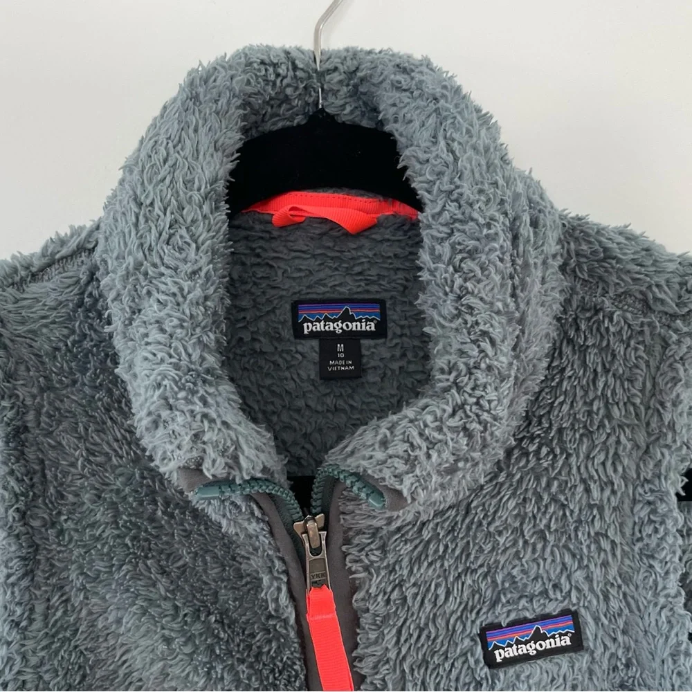 Patagonia Vest Grey & Red Pulls Los Gatos Fleece #65490 Youth Girl’s Size Med 10